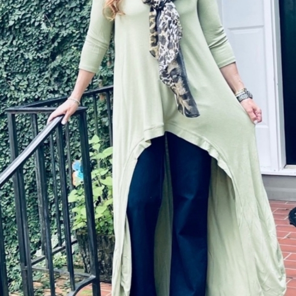 #107 🛑L Best Selling! Fabulous High Low Sage Tunic Dress Top - Picture 4 of 4